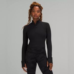 Lululemon Its Rulu Run Cropped Half-Zip in Black Size 4